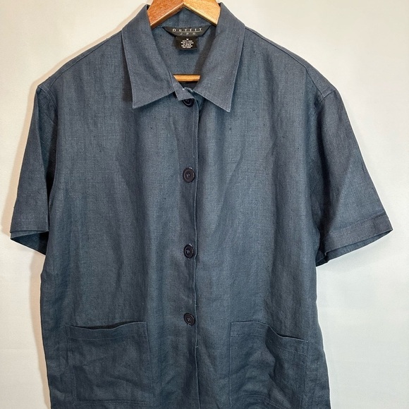 Outfit JPR Womens Size M 100% Linen Shirt Blouse Top Button Up Pockets Lagenlook - Picture 2 of 8
